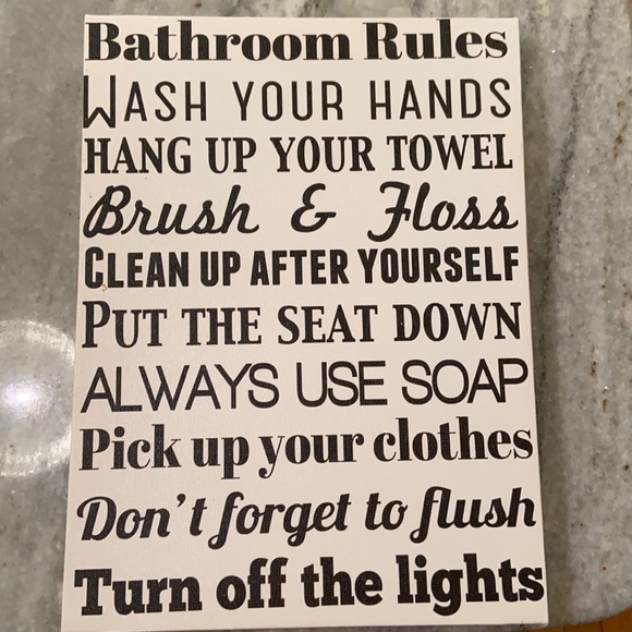 Canvas Bathroom Rules Sign - Picture 1 of 4
